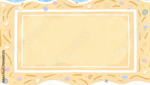 Beach-themed illustration with empty space for text  