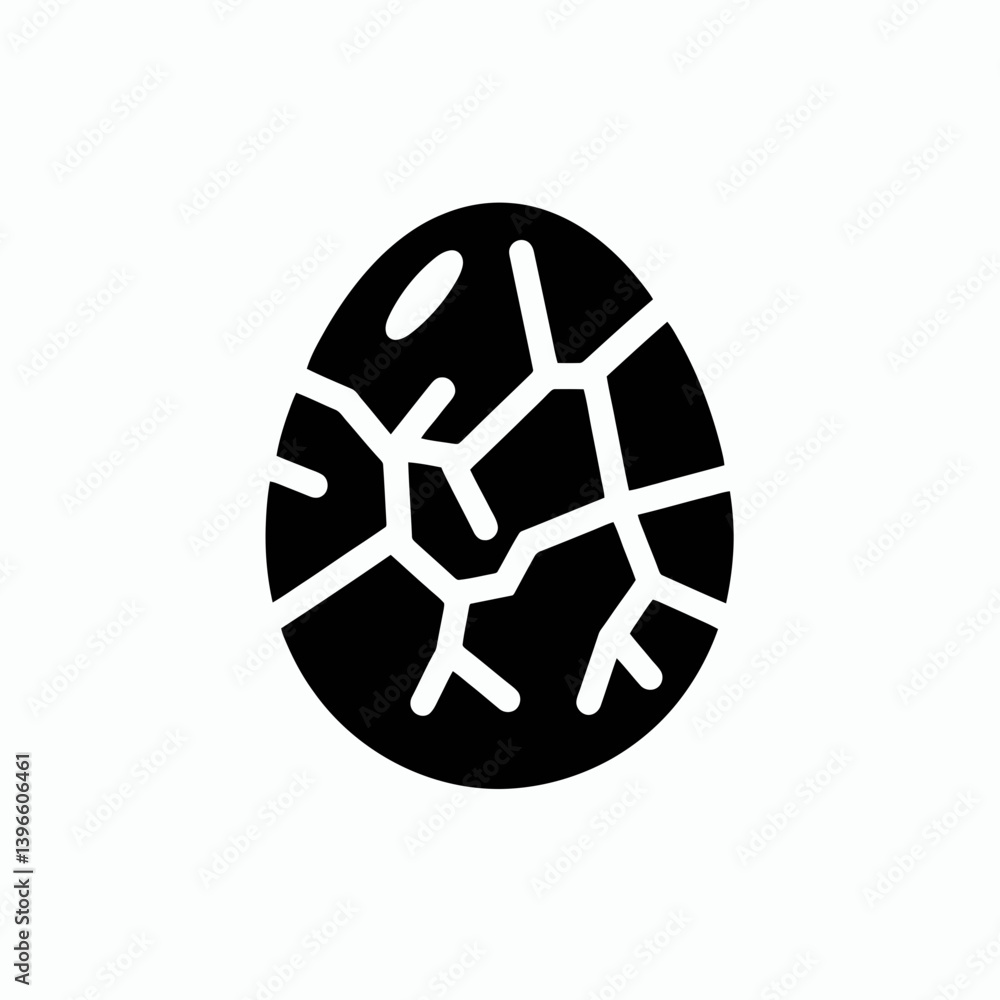  very simple flat and single minimalist Eggshell Cracks Silhouettes in black on a white background 