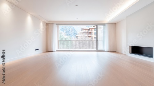 Wallpaper Mural Spacious, modern apartment interior with large windows showcasing a mountain view Torontodigital.ca