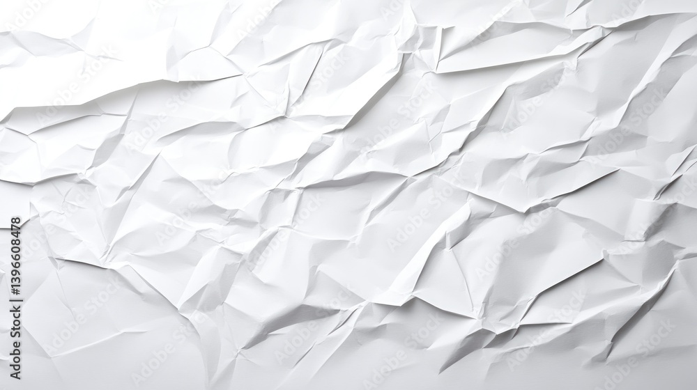 Abstract White Crumpled Paper Texture Background