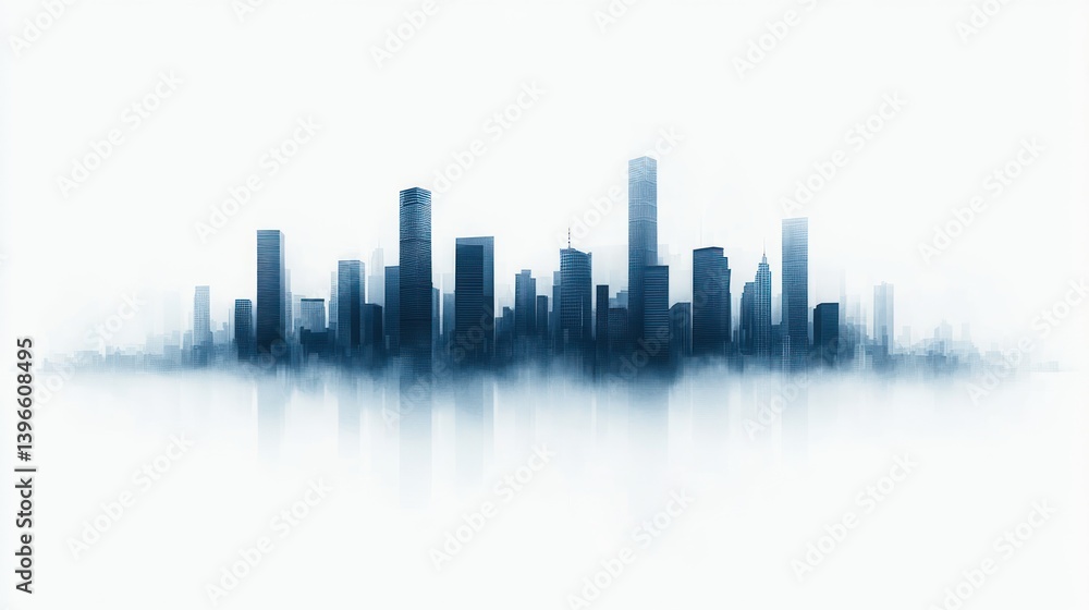 Serene Cityscape: A Misty Metropolis at Dawn