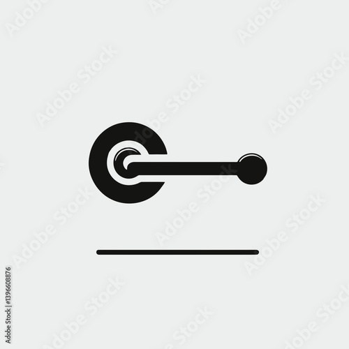  very simple flat and single minimalist Door Handle Silhouettes in black on a white background 