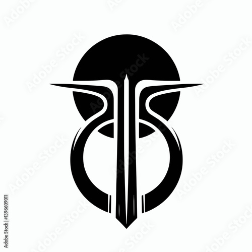  very simple flat and single minimalist Door Knocker Silhouette in black on a white background