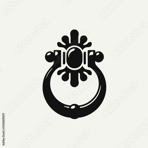  very simple flat and single minimalist Door Knocker Silhouettes in black on a white background 