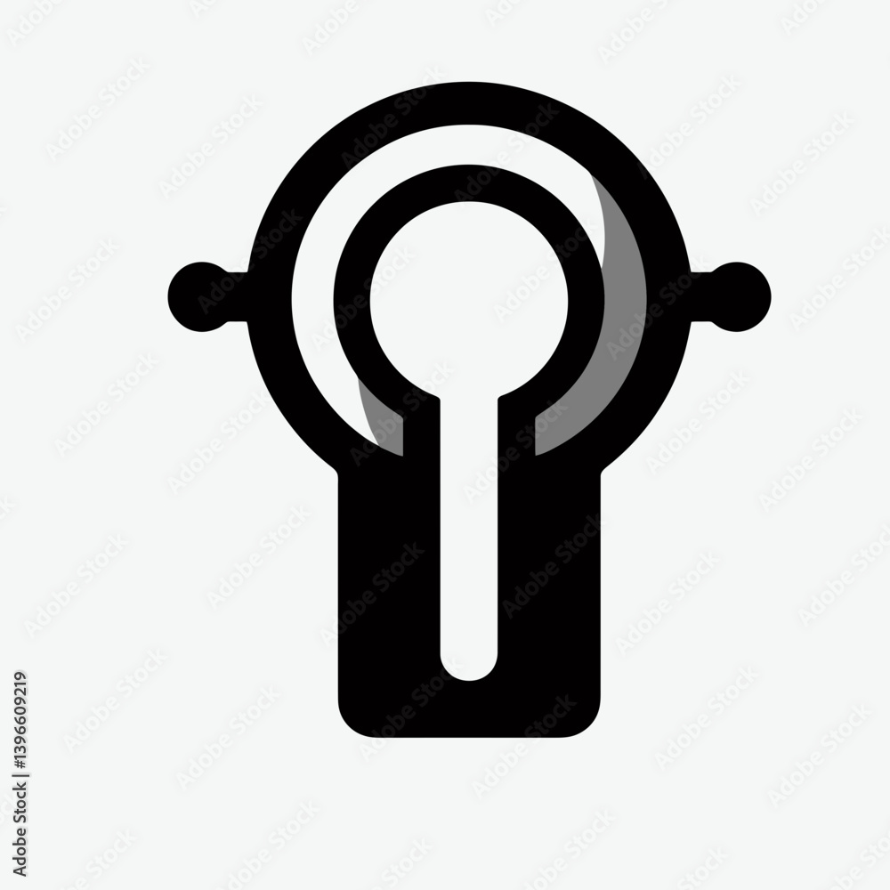 very simple flat and single minimalist Doorknob Keyhole Silhouettes in black on a white background very simple flat and single minimalist Doorknob Keyhole Silhouettes in black on a white background