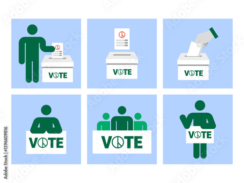투표 선거 지방선거 국회의원선거 대통령선거 유권자의날 픽토그램 아이콘 - Elections, voting pictogram icons