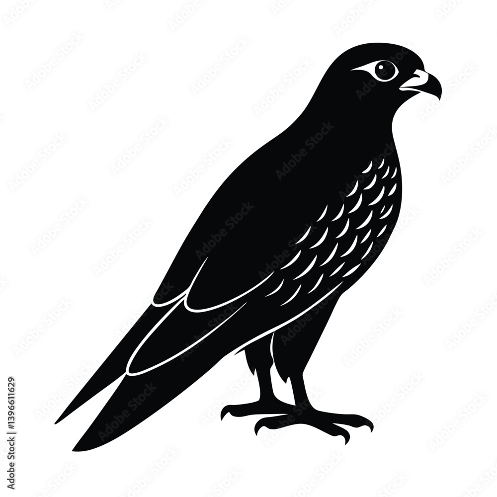 Fototapeta premium Falcon Silhouette Vector | Black and White Falcon Bird Illustration Design