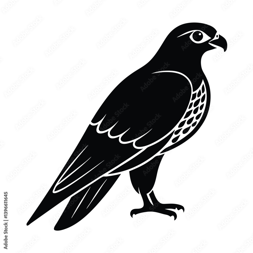 Fototapeta premium Falcon Silhouette Vector | Black and White Falcon Bird Illustration Design