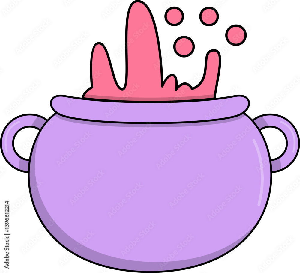 Cartoon Witch Cauldron Element Set Cartoon Witch Cauldron Element Set