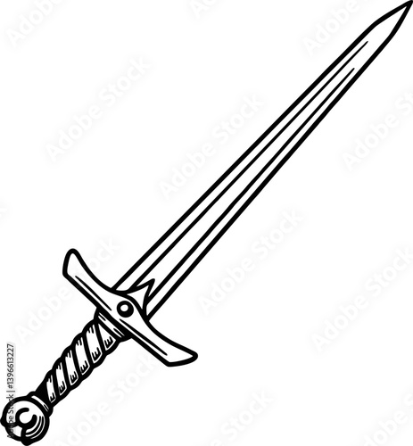 hand draw sword vector design mono color