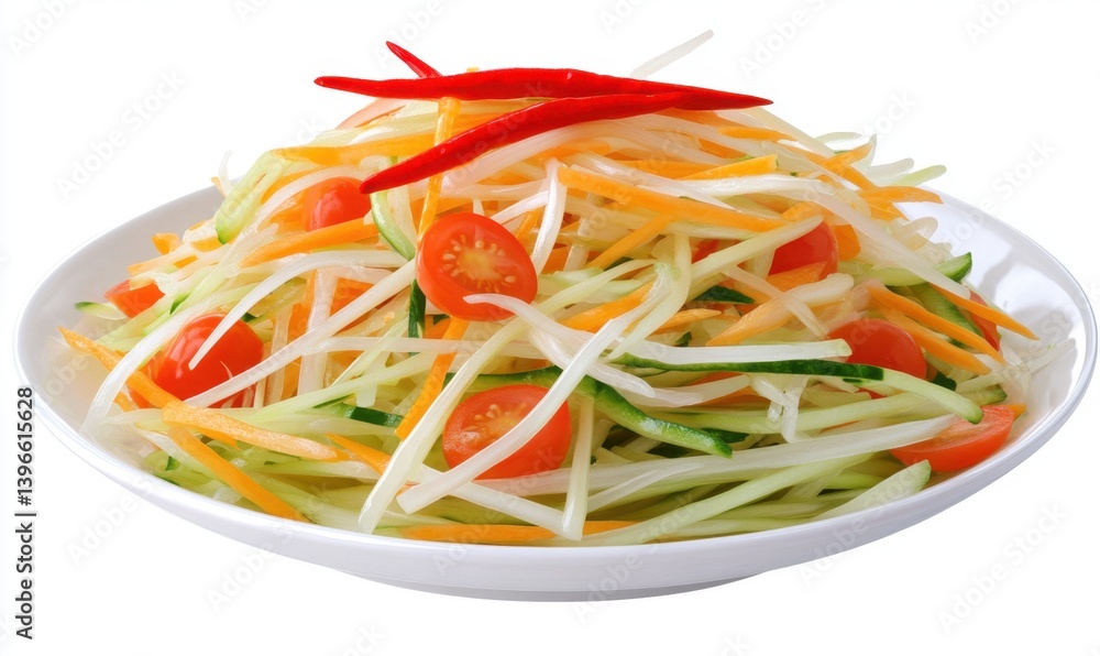 Shredded vegetable salad with chili, healthy eating