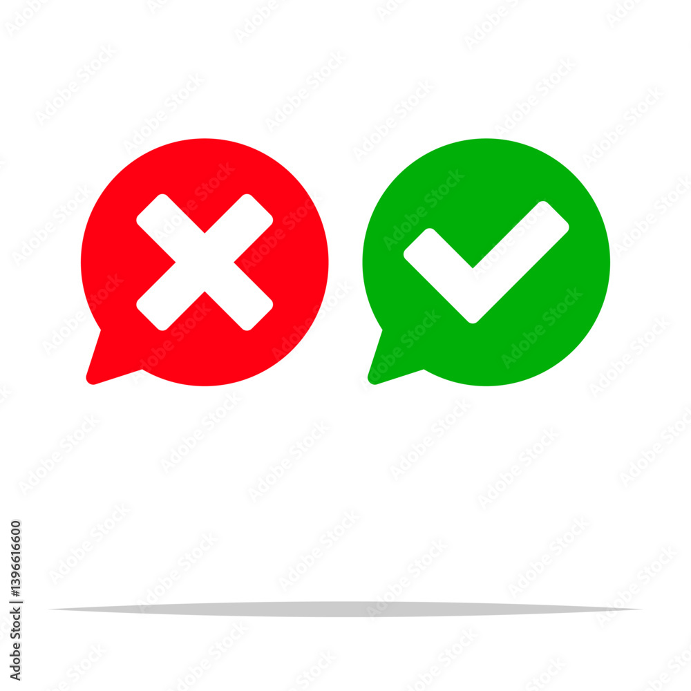 X and check mark bubble icon vector isolated illustration X and check mark bubble icon vector isolated illustration
