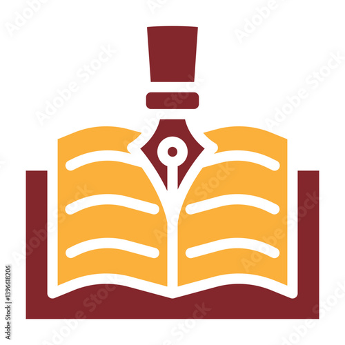 Literary Pen Vector Glyph Two Colors Icon Design