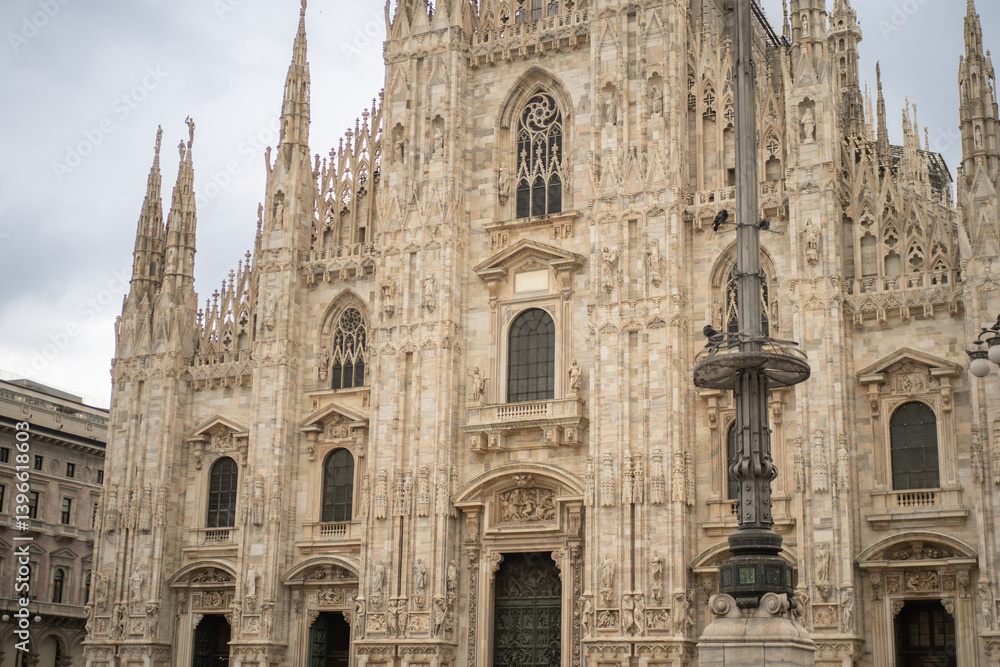 Cathedral Duomo di Milano with close-up with details. Cathedral Duomo di Milano with close-up with details.