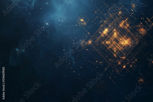 Abstract digital network with glowing connections on a dark blue background.