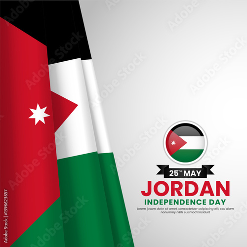 Jordan flag for jordan independence day banner background with realistic flag