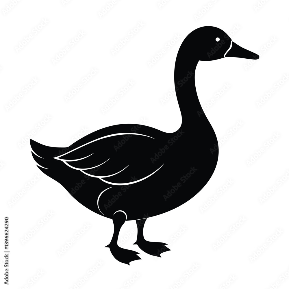 Goose Silhouette Vector | Black and White Goose Bird Illustration Art Design Goose Silhouette Vector | Black and White Goose Bird Illustration Art Design
