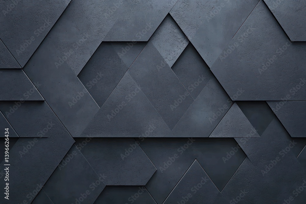 Dark Anthracite Grey Geometric Triangular Concrete Mosaic Tile Wallpaper Texture Background