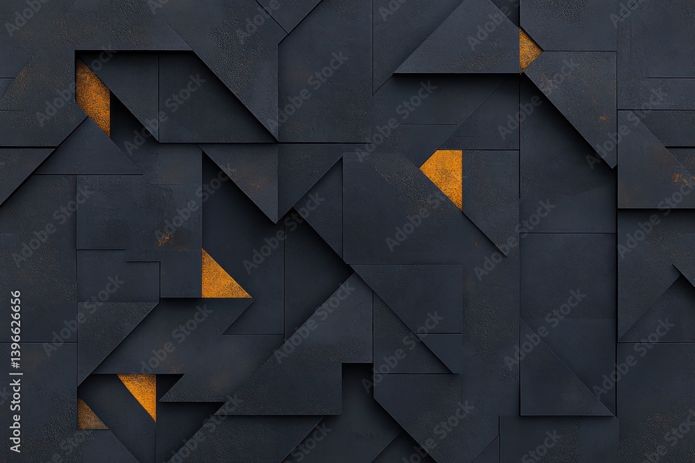 Dark Anthracite Grey Geometric Triangular Concrete Mosaic Tile Wallpaper Texture Background