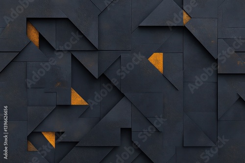 Obraz na płótnie Dark Anthracite Grey Geometric Triangular Concrete Mosaic Tile Wallpaper Texture Background w salonie