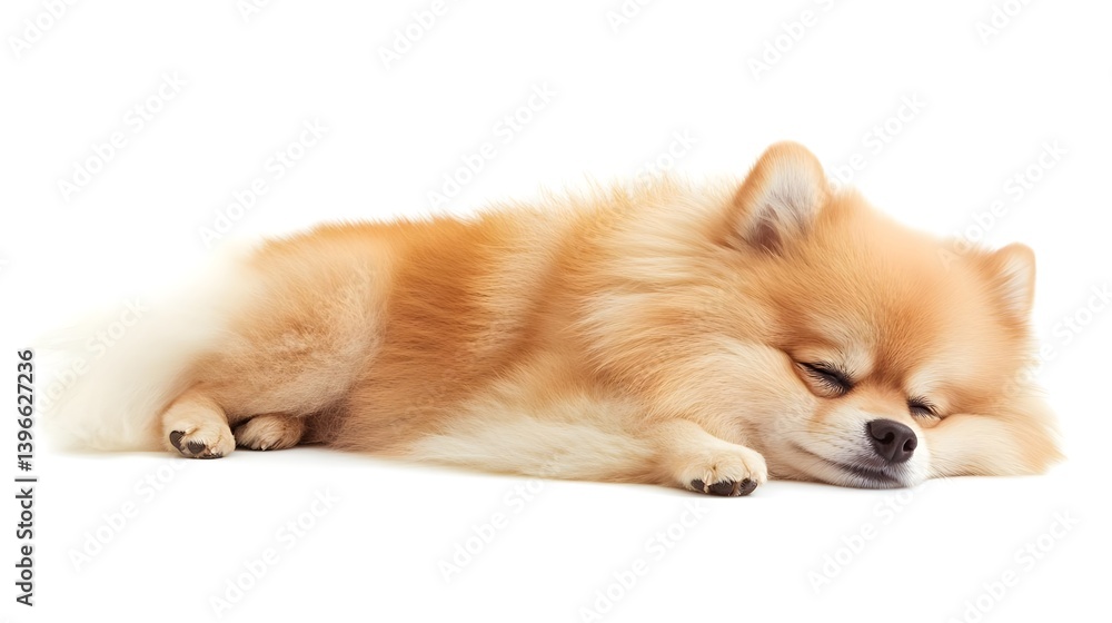 Dog Lying Down on Isolated White Background Relaxing Peacefully Dog Lying Down on Isolated White Background Relaxing Peacefully