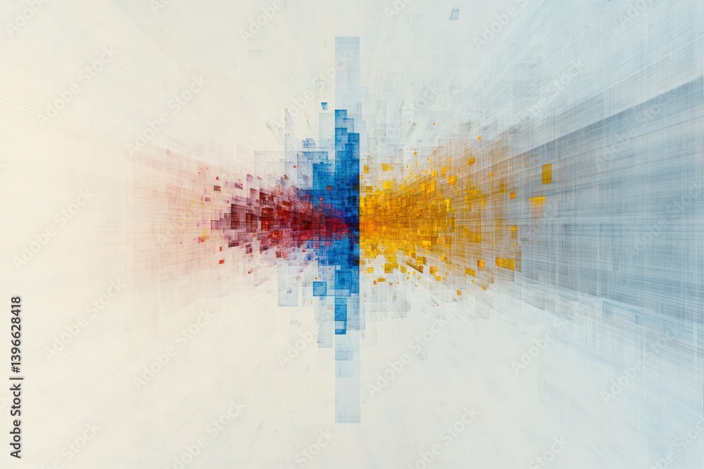 Futuristic Technological Innovation: Abstract and dynamic image representing progress in vibrant colors, shapes, and excitement, hinting at breakthrough discoveries in science and engineering