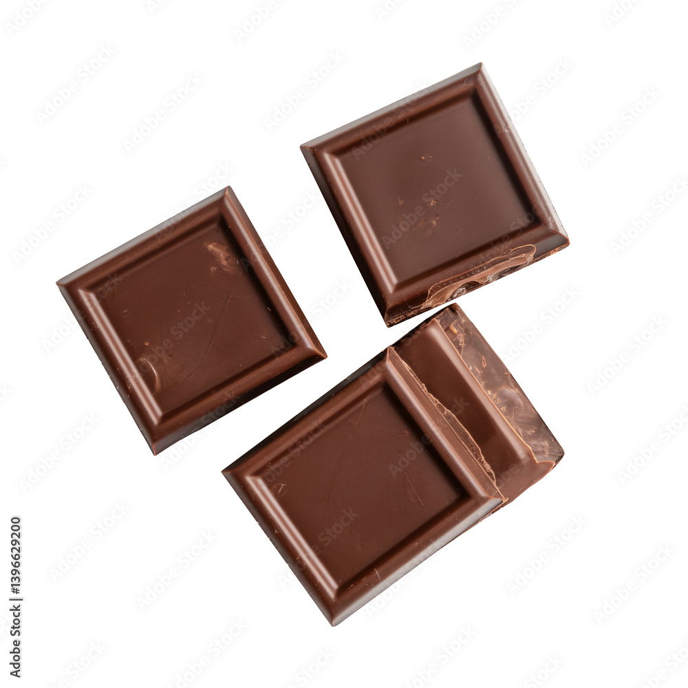 dark chocolate pieces on white background dark chocolate pieces on white background