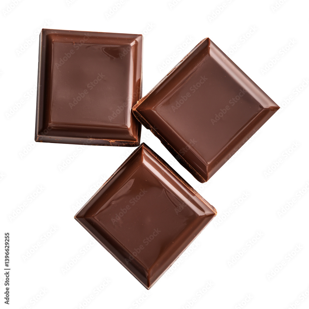 dark chocolate pieces on white background dark chocolate pieces on white background