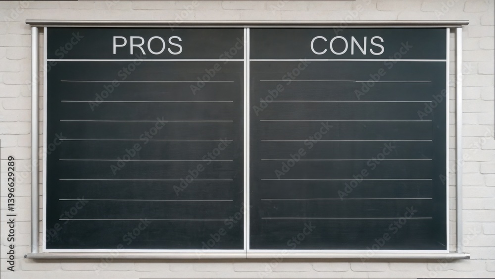 Pros and Cons Chalkboard with Clean Lines for Discussion Pros and Cons Chalkboard with Clean Lines for Discussion