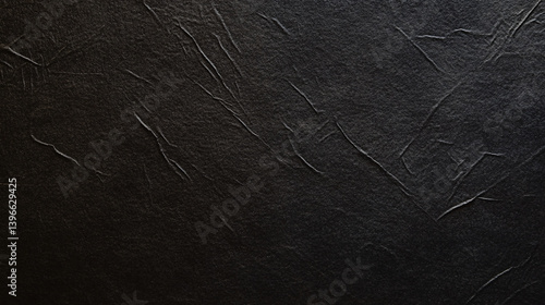 Textured black surface with subtle creases and lines, evoking sense of depth and elegance