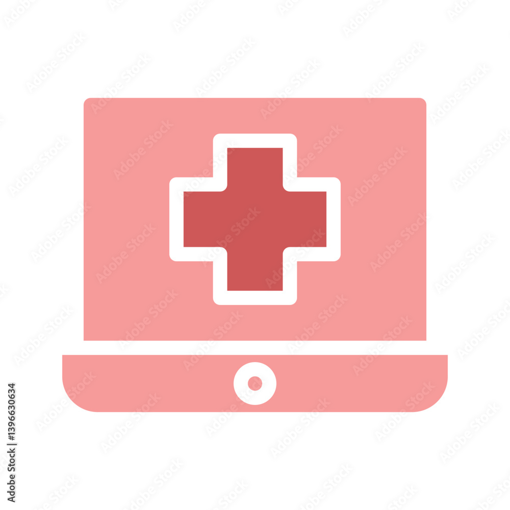 Fototapeta premium Online Health Service Icon, Pink Tones, Isolated