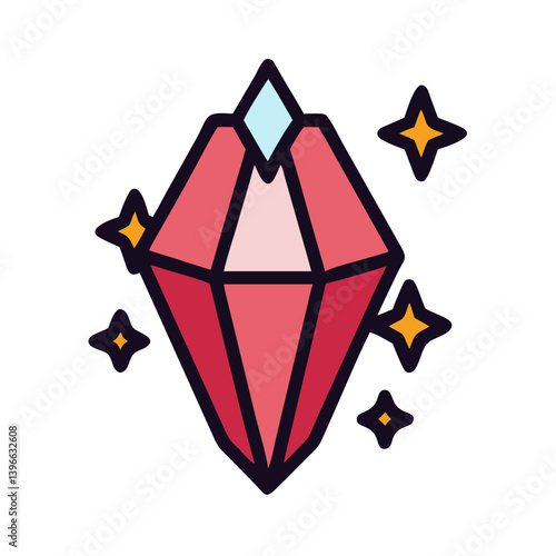 Gemstone with Sparkling Accent Icon Design