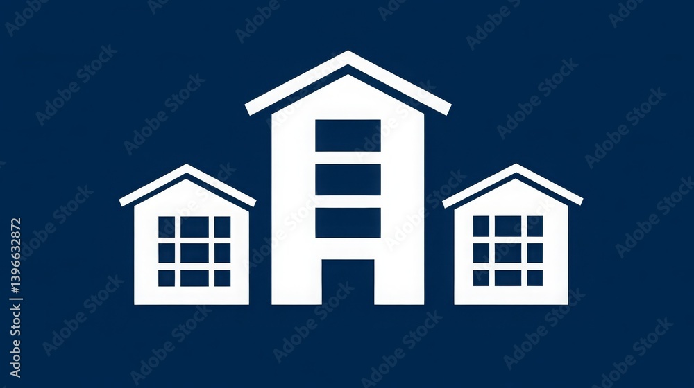 Fototapeta premium Apartment Building Complex Icon Illustration Modern Real Estate Development
