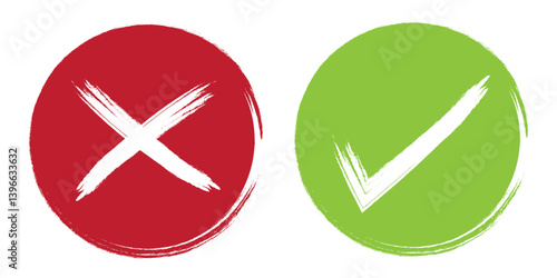 Check mark and Cross mark icon. Check box icon with right and wrong buttons and yes or no checkmark icons. Variety Colorful Design icon. Vector illustration. 
