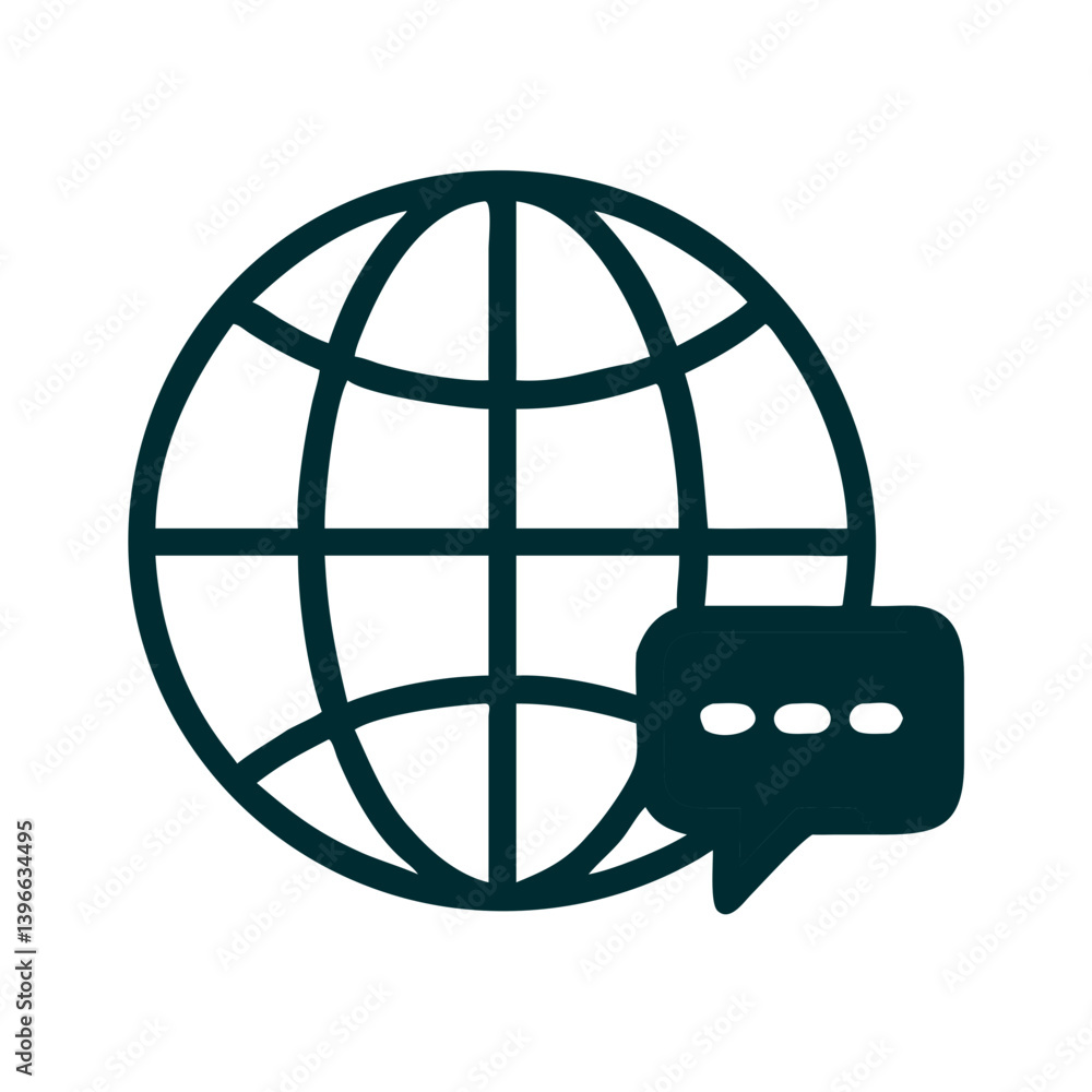 Global Chat with Speech Bubble Icon Design Global Chat with Speech Bubble Icon Design