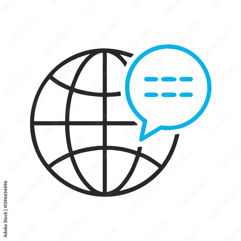 Global Chat with Speech Bubble Icon Design Global Chat with Speech Bubble Icon Design