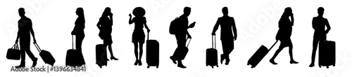 silhouette of group of people at airport