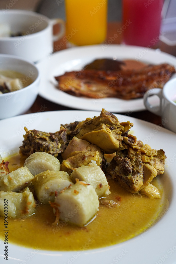 Indonesian culinary dish, captured on April 8, 2025. Rich in spices and tradition, made with fresh local ingredients that highlight the depth of Indonesian flavors Indonesian culinary dish, captured on April 8, 2025. Rich in spices and tradition, made with fresh local ingredients that highlight the depth of Indonesian flavors