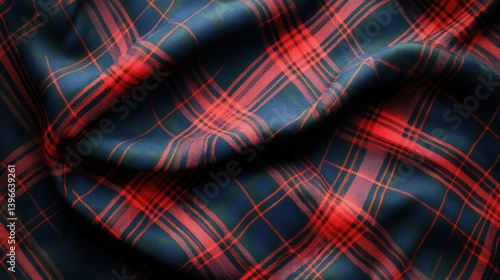 Detailed View of a Classic Tartan Fabric with Rich Colors