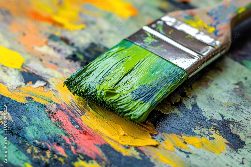 Fototapeta premium Green Paint Brush