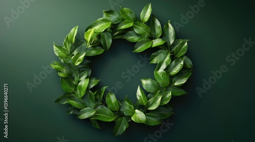 3D rendering leaves forming recycle symbol, green nature environment recycling concept, biodegradable plastic-free package