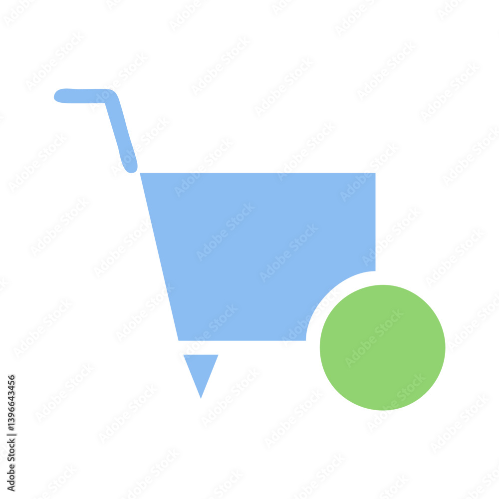 Light Blue Shopping Cart with Green Wheel Icon Light Blue Shopping Cart with Green Wheel Icon