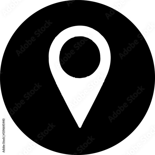 Sleek geolocation icon on a dark circular backdrop for digital platforms