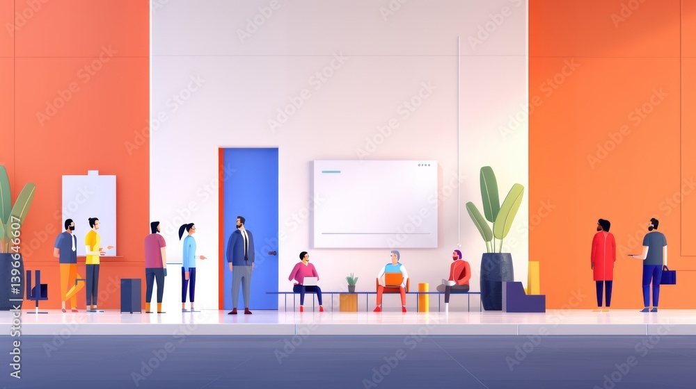 Innovative Teamwork: Diverse Professionals Collaborating for Success in Modern Business Environment, Fostering Innovation and Progress