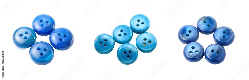 Collection of vibrant blue buttons arranged in various patterns on white background transparent background Generative AI Collection of vibrant blue buttons arranged in various patterns on white background transparent background Generative AI