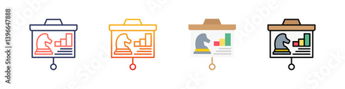 Strategy Multi Style Icon Set Vector 