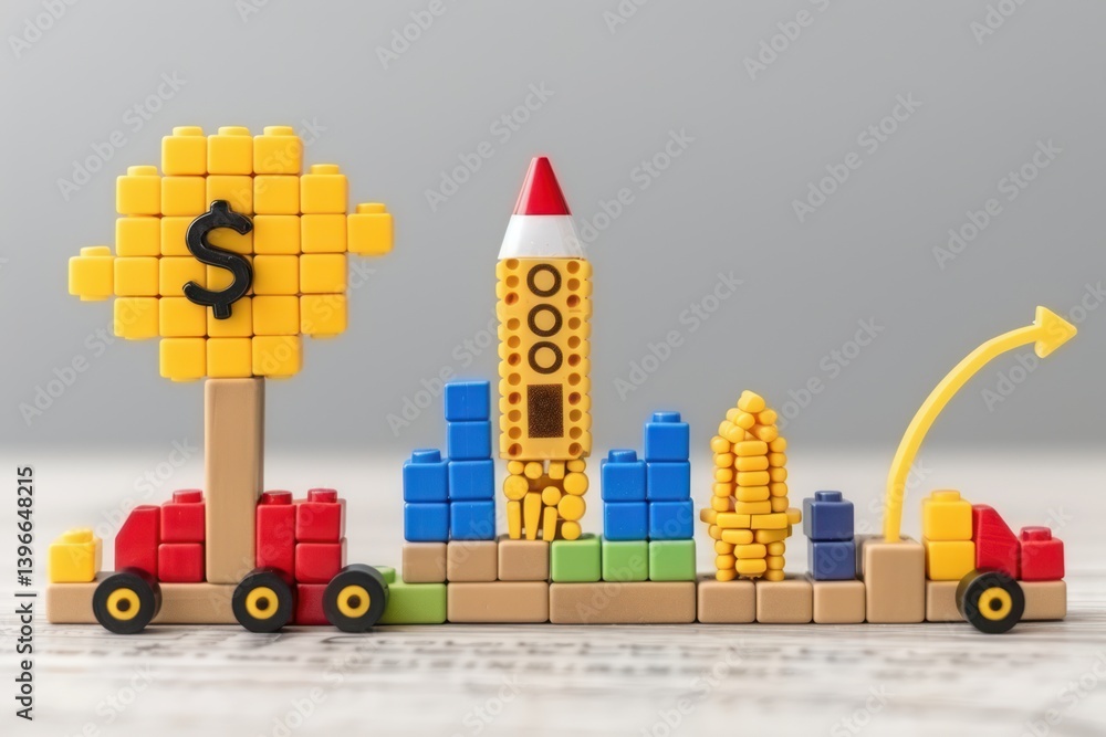 Dynamic Business Growth and Success: Vibrant Colors and Modern Elements Showcase Prosperous Company with Clear Trajectory Upwards, Emphasizing Innovation and Creativity