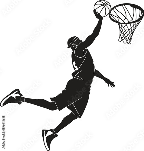 Basketball victory pose silhouette
