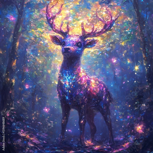 Obraz na płótnie Enchanted Forest: A Mystical Realm of Ethereal Creatures and Vibrant Greenery, Transporting You to a World Beyond Our Own w salonie