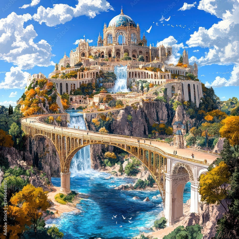 Enchanted Landscape: Adventure, Mystery, and Wonder. A captivating scene with elements of natural beauty and magic, inspiring awe and curiosity, inviting viewers to explore and discover the unknown.